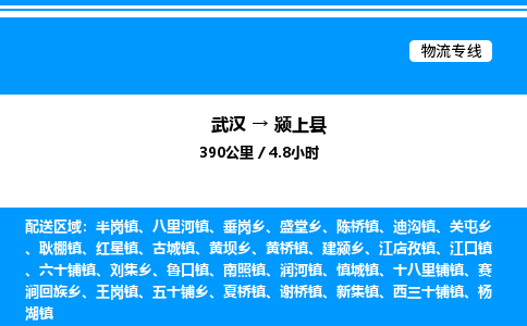 武漢到潁上縣物流專(zhuān)線-武漢至潁上縣貨運(yùn)公司