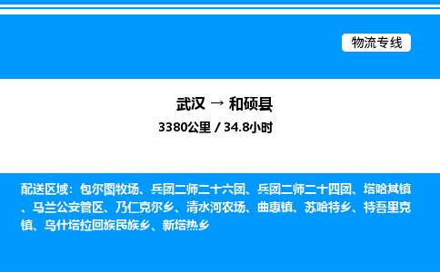 武漢到和碩縣物流專線-武漢至和碩縣貨運公司