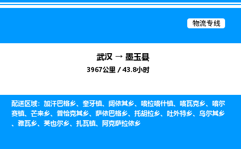 武漢到墨玉縣物流專(zhuān)線-武漢至墨玉縣貨運(yùn)公司